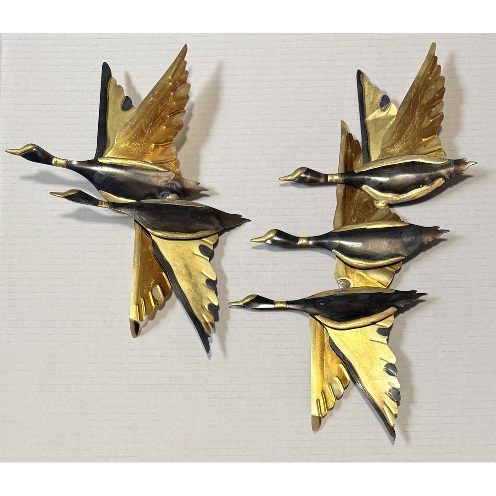Vintage 60s Metal Wall Art Flying Geese Mid Century Modern MCM - Set of